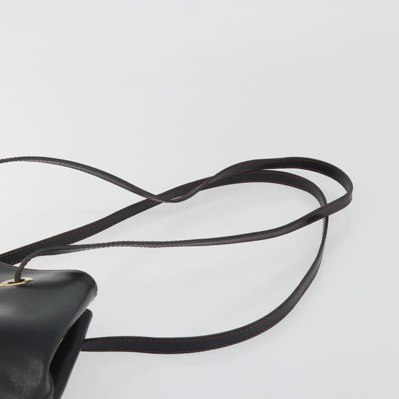 SAINT LAURENT Shoulder Bag Leather Black Gold Auth 196014A