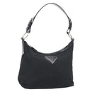 PRADA Shoulder Bag Nylon Black Silver Auth 196016A-1