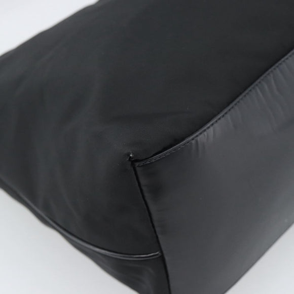 PRADA Shoulder Bag Nylon Black Silver Auth 196016A
