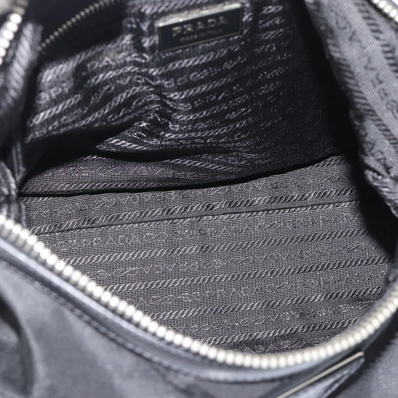PRADA Shoulder Bag Nylon Black Silver Auth 196016A