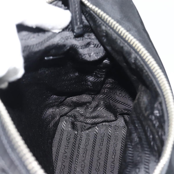 PRADA Shoulder Bag Nylon Black Silver Auth 196016A