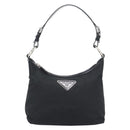 PRADA Shoulder Bag Nylon Black Silver Auth 196016A-2