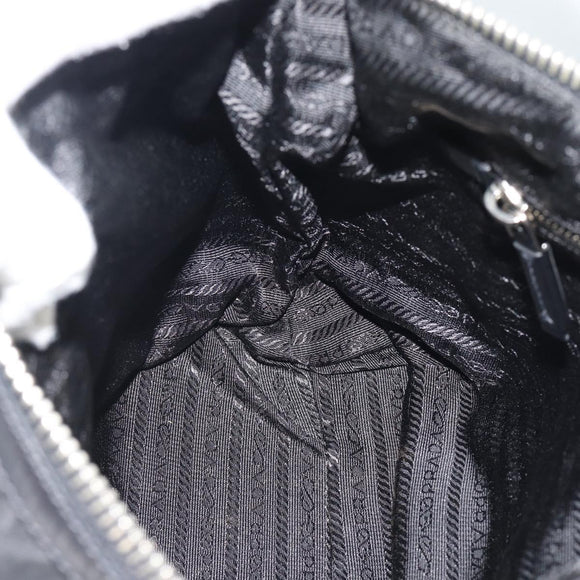 PRADA Shoulder Bag Nylon Black Silver Auth 196016A