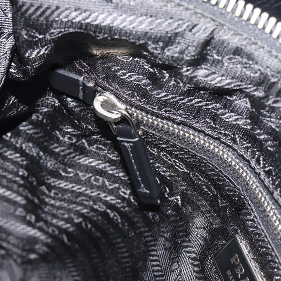 PRADA Shoulder Bag Nylon Black Silver Auth 196016A