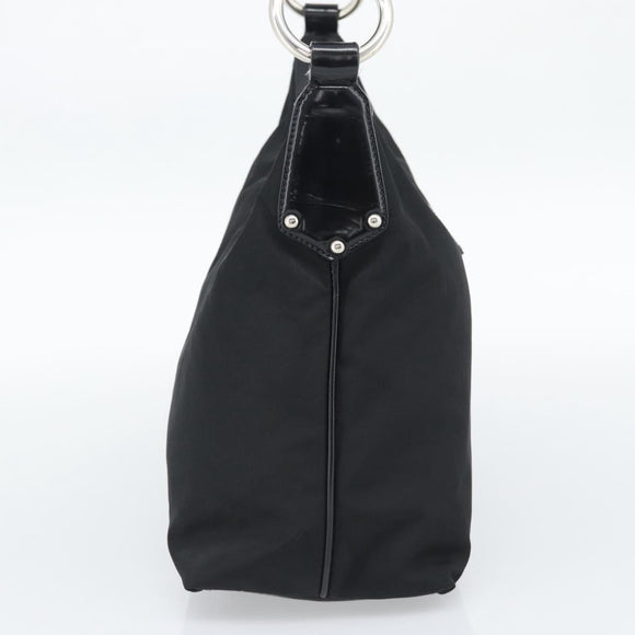 PRADA Shoulder Bag Nylon Black Silver Auth 196016A