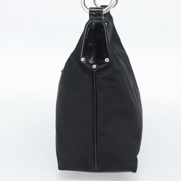 PRADA Shoulder Bag Nylon Black Silver Auth 196016A