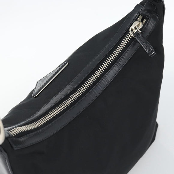 PRADA Shoulder Bag Nylon Black Silver Auth 196016A