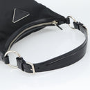 PRADA Shoulder Bag Nylon Black Silver Auth 196016A-7
