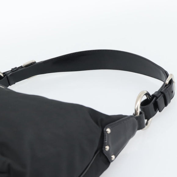 PRADA Shoulder Bag Nylon Black Silver Auth 196016A