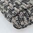 CHANEL Chain Camelia Shoulder Bag tweed Black Silver CC Auth 196017M-11