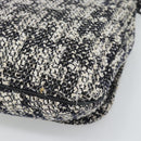 CHANEL Chain Camelia Shoulder Bag tweed Black Silver CC Auth 196017M-12