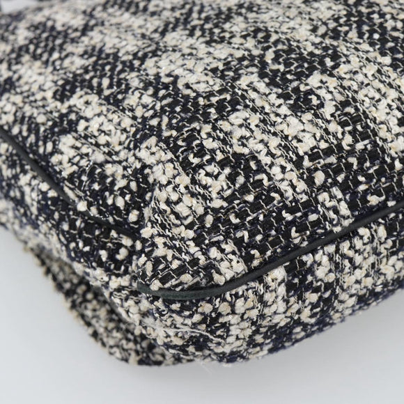 CHANEL Chain Camelia Shoulder Bag tweed Black Silver CC Auth 196017M