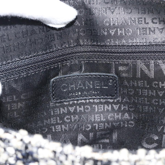 CHANEL Chain Camelia Shoulder Bag tweed Black Silver CC Auth 196017M