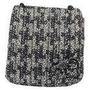 CHANEL Chain Camelia Shoulder Bag tweed Black Silver CC Auth 196017M-2