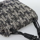 CHANEL Chain Camelia Shoulder Bag tweed Black Silver CC Auth 196017M-6