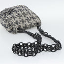CHANEL Chain Camelia Shoulder Bag tweed Black Silver CC Auth 196017M-7