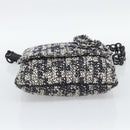 CHANEL Chain Camelia Shoulder Bag tweed Black Silver CC Auth 196017M-9