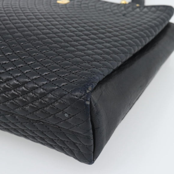 BALLY Hand Bag Leather Black Gold Auth 196018