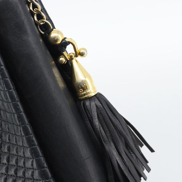 BALLY Hand Bag Leather Black Gold Auth 196018