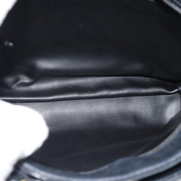 BALLY Hand Bag Leather Black Gold Auth 196018