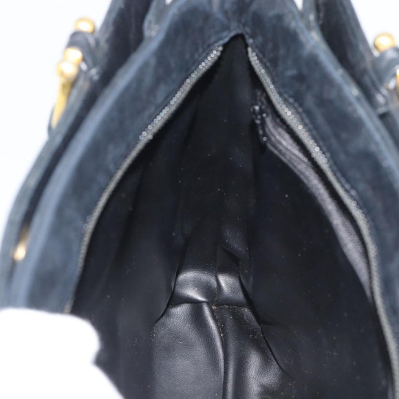 BALLY Hand Bag Leather Black Gold Auth 196018