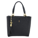 BALLY Hand Bag Leather Black Gold Auth 196018-2