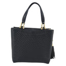 BALLY Hand Bag Leather Black Gold Auth 196018-3