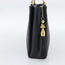 BALLY Hand Bag Leather Black Gold Auth 196018-4