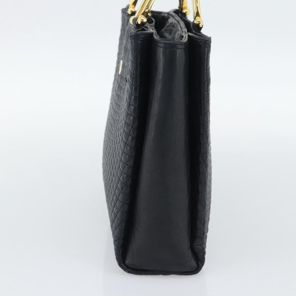 BALLY Hand Bag Leather Black Gold Auth 196018