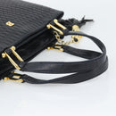 BALLY Hand Bag Leather Black Gold Auth 196018-7