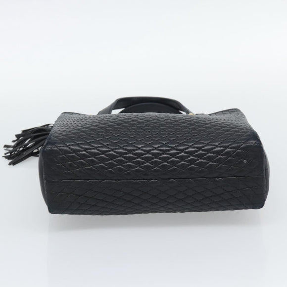 BALLY Hand Bag Leather Black Gold Auth 196018