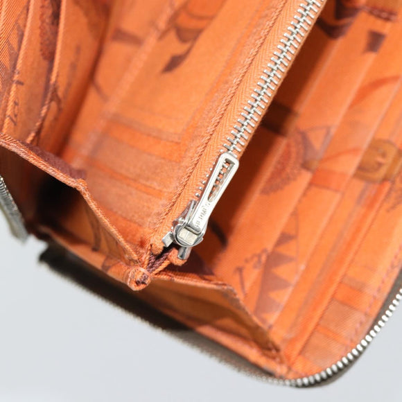 HERMES Azap Long Wallet Leather Beige Silver Auth 196019