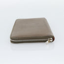 HERMES Azap Long Wallet Leather Beige Silver Auth 196019-3