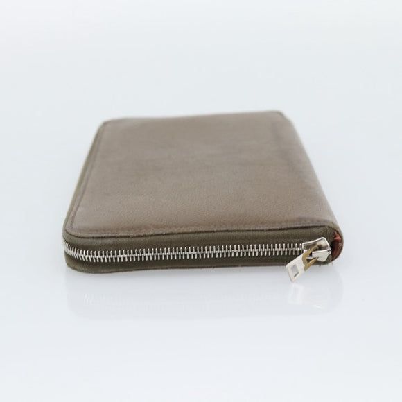 HERMES Azap Long Wallet Leather Beige Silver Auth 196019