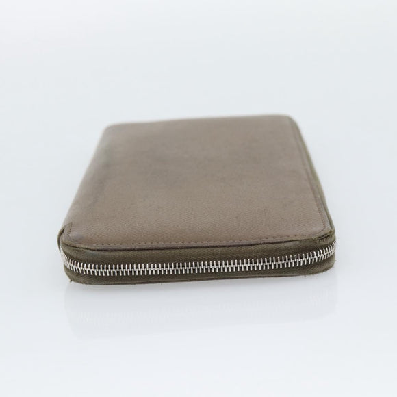 HERMES Azap Long Wallet Leather Beige Silver Auth 196019