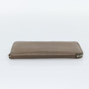 HERMES Azap Long Wallet Leather Beige Silver Auth 196019-6
