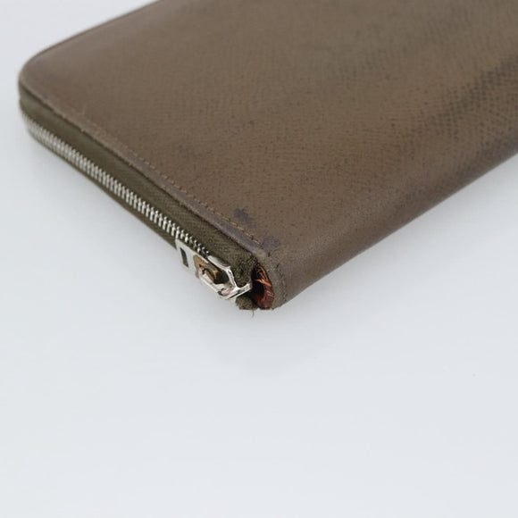 HERMES Azap Long Wallet Leather Beige Silver Auth 196019