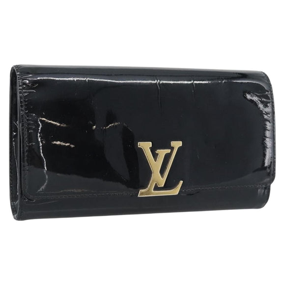 LOUIS VUITTON Pochette Louise EW Bag Patent leather Black M51634 LV Auth 196020
