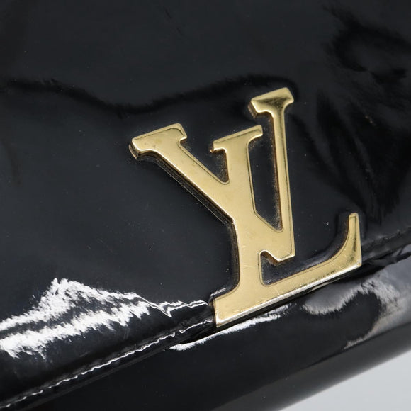 LOUIS VUITTON Pochette Louise EW Bag Patent leather Black M51634 LV Auth 196020