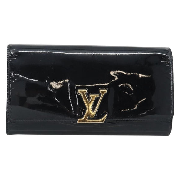 LOUIS VUITTON Pochette Louise EW Bag Patent leather Black M51634 LV Auth 196020