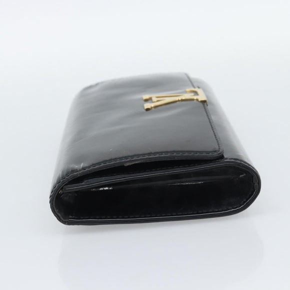 LOUIS VUITTON Pochette Louise EW Bag Patent leather Black M51634 LV Auth 196020