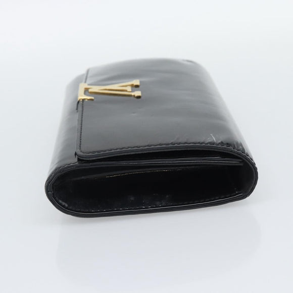 LOUIS VUITTON Pochette Louise EW Bag Patent leather Black M51634 LV Auth 196020