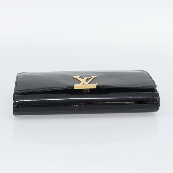 LOUIS VUITTON Pochette Louise EW Bag Patent leather Black M51634 LV Auth 196020
