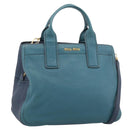 Miu Miu Hand Bag Leather 2way Green Gold Auth 196021A-1