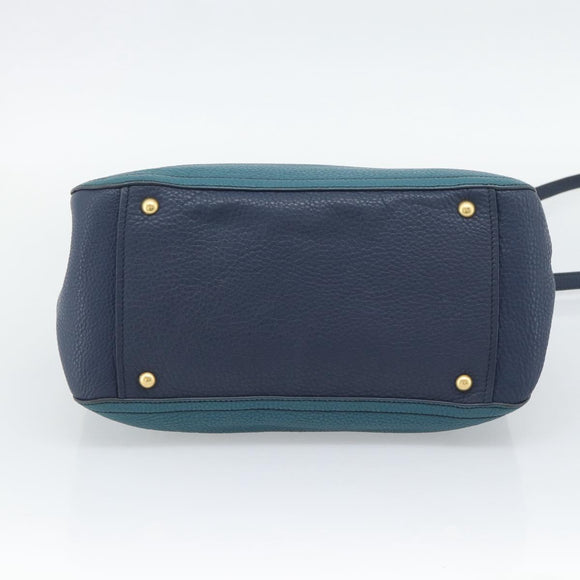 Miu Miu Hand Bag Leather 2way Green Gold Auth 196021A