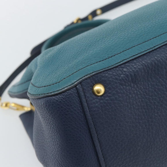 Miu Miu Hand Bag Leather 2way Green Gold Auth 196021A