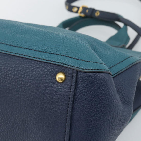 Miu Miu Hand Bag Leather 2way Green Gold Auth 196021A