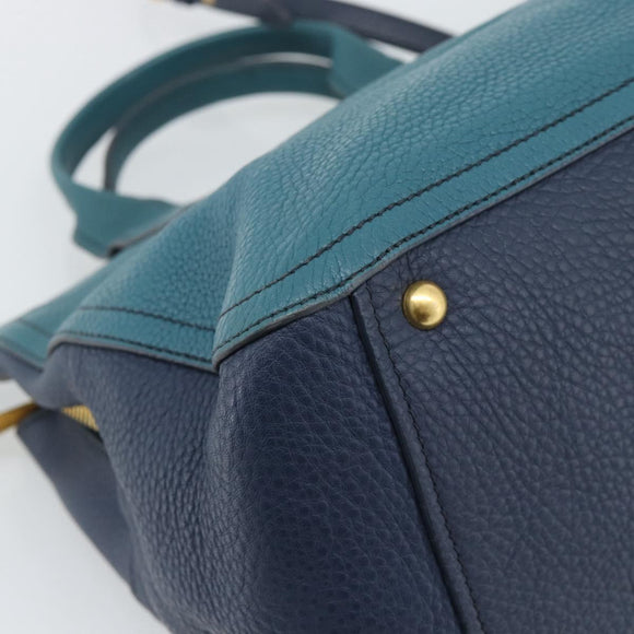 Miu Miu Hand Bag Leather 2way Green Gold Auth 196021A