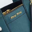 Miu Miu Hand Bag Leather 2way Green Gold Auth 196021A-18