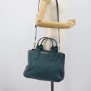 Miu Miu Hand Bag Leather 2way Green Gold Auth 196021A-28